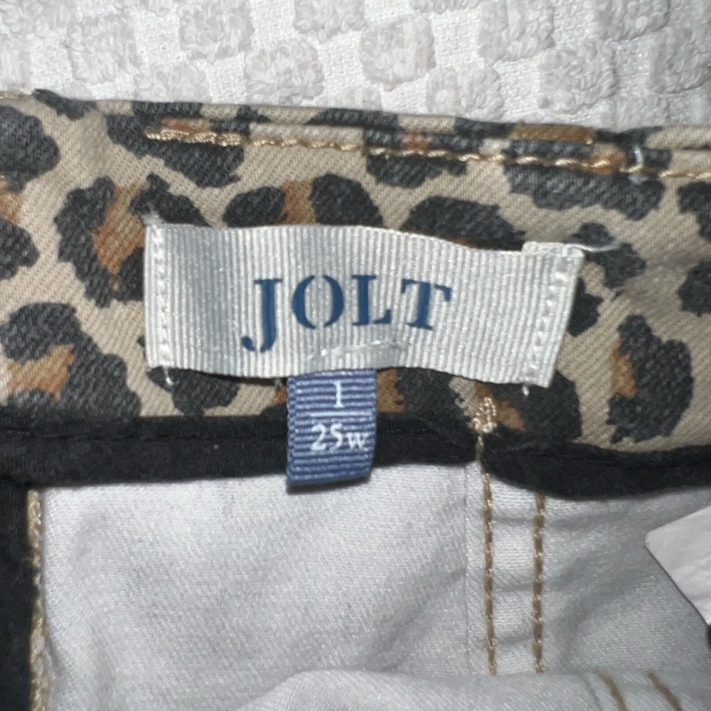 Leopard print jean Mini skirt.